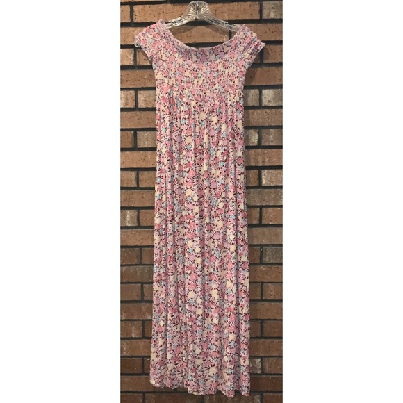 SO Dresses & Skirts - SO… Womens Juniors Floral Smocked Off Shoulder Maxi Dress Size M‎